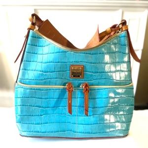 DOONEY & BOURKE Croc Embossed Leather Hobo Shoulder Satchel Purse Bag